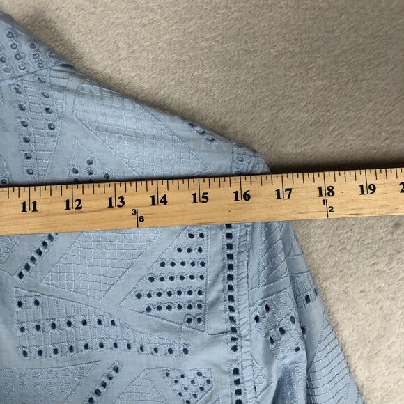 RALPH‎ LAUREN Black Label Eyelet Shirt Sz M Blue Cotton Long Sleeve Button Up - Picture 9 of 9